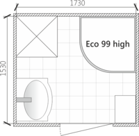 Планировка ванной комнаты с Eco 99 high - раздельный санузел