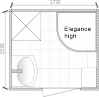 Планировка ванной комнаты с Domani-Spa Elegance High (чертеж раздельный санузел)