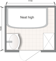 Планировка ванной комнаты с Domani-Spa Neat High (чертеж раздельный санузел)