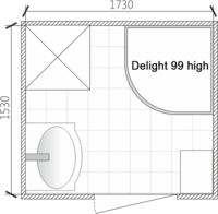 Планировка ванной комнаты с Domani-Spa Delight High (раздельный санузел) 